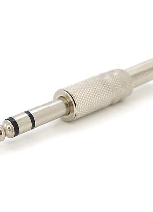 Роз'єм 6,3 стерео під рифлений кабель з пружиною (сірий метал)