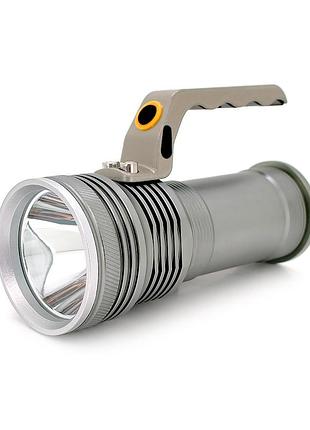 Ліхтар пошуковий glh-3405, 1led t6, 10w, 3 режими, 2*18650, silver, ip40, сзу, перехідник, 150х65х95мм, box