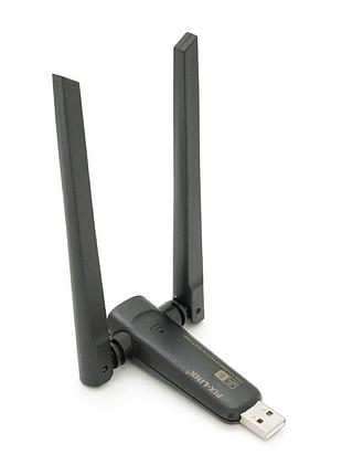 Бездротовий мережний адаптер wi-fi-usb merlion lv-uac21, rtl8811cu, з 2-ма антенами 10см, 802.11 a/b/g/n,