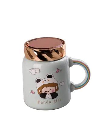 Чашка керамічна 420 мл з кришкою бірюзова hpcy8240gr