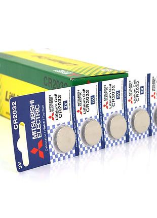Батарейка літієва mitsubishi cr2032 5pcs/card, 100pcs/inner box, 5000pcs/ctn