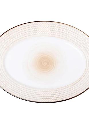 Блюдо керамічне 33.5х24.5 см овальне біле hp23389