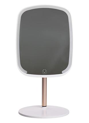 Настольное зеркало с подсветкой 23х18 см для макияжа на ножке белое hp-10-6aw