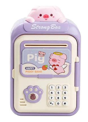 Сейф-копилка детская с купюроприемником и кодовым замком pig фиолетовый hp12265v