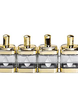 Набор банок для сыпучих продуктов 4 штуки 350 мл стеклянные на металлической подставке hp-1336