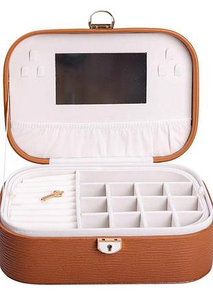 Скринька для прикрас з еко шкіри 2 яруси із замком органайзер для ювелірних виробів hp-5-1br