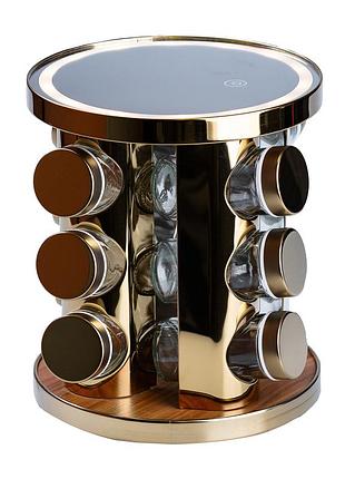 Набір для спецій 12 предметів на круглій підставці з led-підсвічуванням hp15284