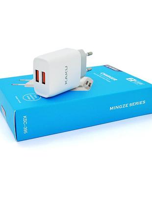 Сзу ac100-240v ikaku ksc-395 mingze, 2xusb, output: dc5v/2.4a (12w), white, blister-box