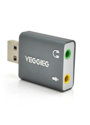Контролер veggieg us3-b, usb-sound card (7.1), grey, blister-box