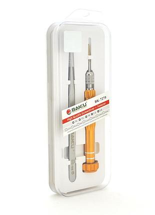 Набір інструментів bakku bk-7270 (t4, t5, t6, зведена 0.8, хрест 1.5, пінцет), blister