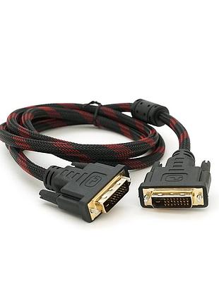 Кабель merlion dvi-dvi 1.5m, 2 ферита, обплетення, black / red, 24 / 24pin, (пакет) q150
