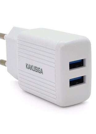 Сзу ac100-240v ikaku ksc-368 dilang, 2xusb, output: dc5v/2.4a (12w), white, blister-box