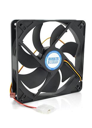 Кулер корпусний pccooler f142, 140x140x25mm, 12v/0.08a, rpm 900±10%, 3-pin + molex, black, box