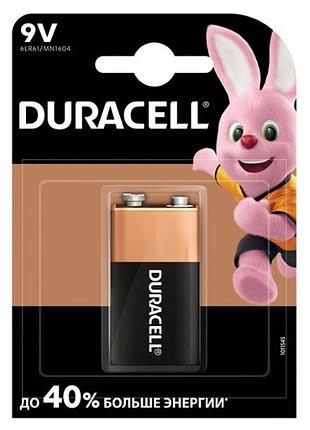 Батарейка лужна duracell 9v/mn1604, 1шт у блістері, ціна за блістер