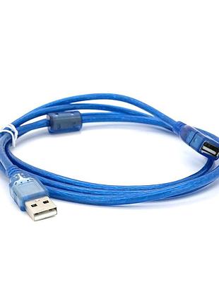 Подовжувач usb 2.0 am / af, 1.5m, 1 ферит, прозорий синій q250