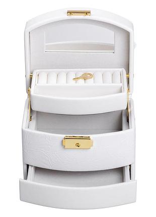 Скринька для прикрас з еко шкіри 3 яруси із замком органайзер для ювелірних виробів hp-5-23w