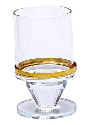 Подсвечник стеклянный на ножке с золотой окантовкой 6×10 см подсвечник бокал декоративный прозрачный hp-4-32s
