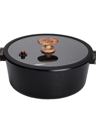 Алюминиевая кастрюля с керамическим антипригарным покрытием 5 л ø 30 см черная mgc hp-4-455b