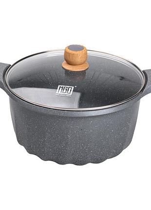 Велика алюмінієва каструля об'ємом 11 літрів з антипригарною кришкою ø32 см hp-4-435g