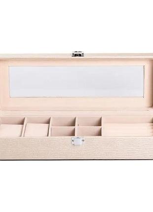 Скринька для прикрас із еко шкіри 31×11×8 см органайзер для ювелірних виробів hp-5-5be