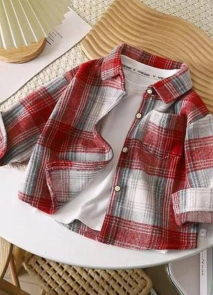 Рубашка 246, р.90,100,110,120,130,140, байка, красный