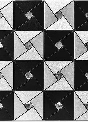 Самоклеюча алюмінієва плитка 300х300х3мм чорно-срібна зі стразами sw-00001773