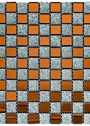 Мозаїка з декоративного скла 298х298х4,5мм сірий+оранж sw-00002361
