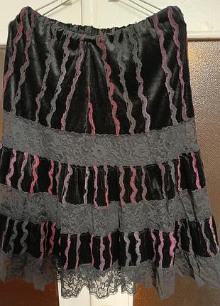 Летняя женская юбка с сетевым.черная.кружевная юбка болевой размер.