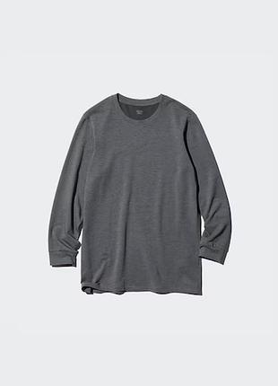 Термо реглан лонг heattech extra warm cotton heather crew neck t-shirt