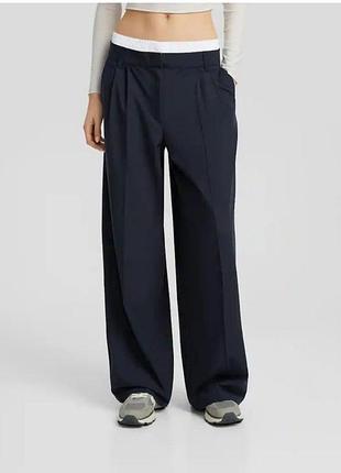 Брюки палаццо bershka , з защипами