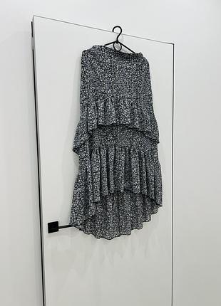 Primark розмір 38 м жіноча спідниця міді максі асиметрична в квітковий принт з рюшами легка невагома
