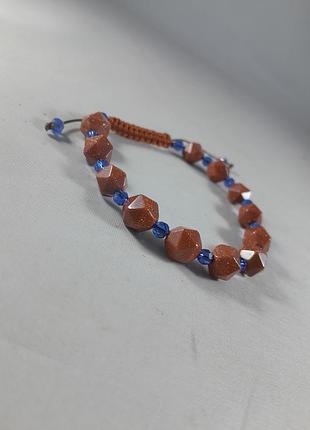 Браслет "многогранный" бусины авантюрин "золотой песок"