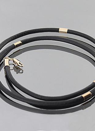 Кожаний шнурок з вставками з червоного золота sh-0010