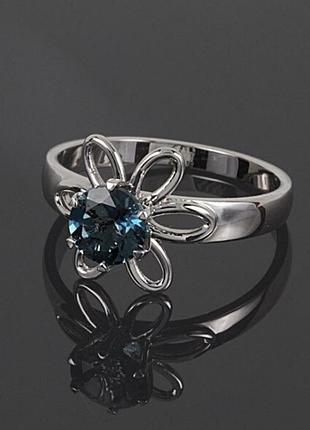 Кольцо из белого золота с топазом london blue k-0093