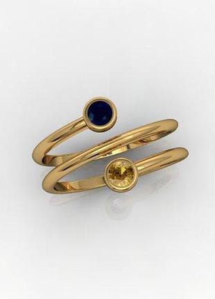 Женское кольцо из желтого золота с фианитами k-0003