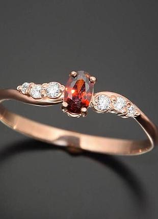 Кільце з червоного золота з гранатом к-0024