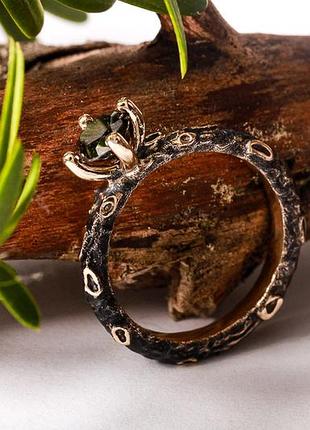 Кільце з жовтого золота з чорнінням k-0315