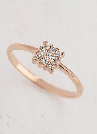 Жіноче кільце з червоного золота з фіанітами k-0296