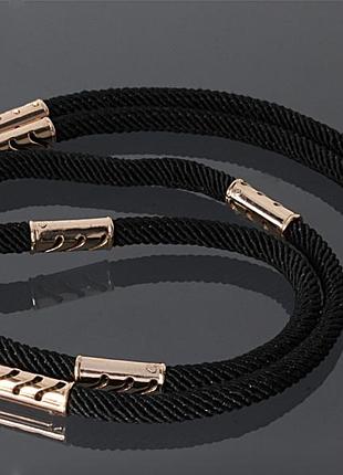 Чорний шовковий шнурок з золотими вставками sh-0014