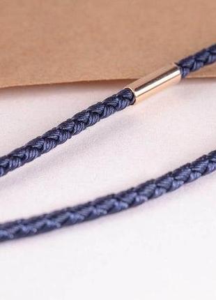 Шовковий синій шнурок з вставками з золота sh-0012