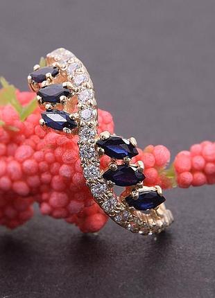 Женское кольцо из желтого золота с сапфирами k-0295