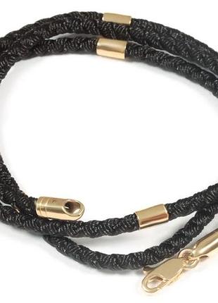 Шовковий шнурок з вставками з жовтого золота sh-0020