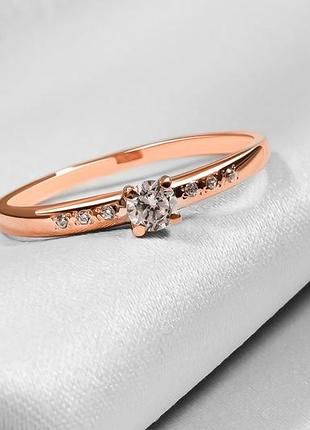 Кольцо из красного золота с фианитами 14 k-0386