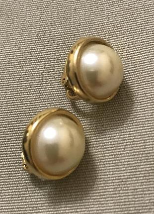 Не великі кліпси впозолоті з перлиною вінтаж