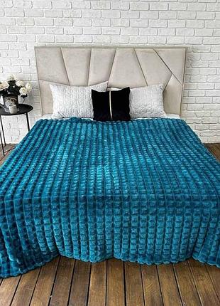 Велюровый плед/ покрывало   " кубик королевский"на кровать 220*200