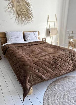 Стеганное велюровое покрывало "шанель" 210х230см