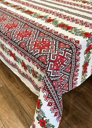 Святкова лляна скатертина (рогожка) 110х150см