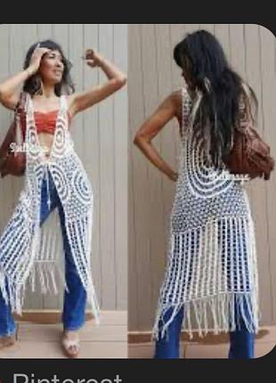 Накидка пляжна, накидка вʼязана мереживо,болеро, літнє ажурне пальто