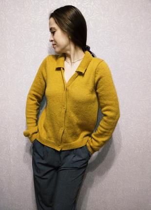 Кофта с воротом поло альпака кардиган.