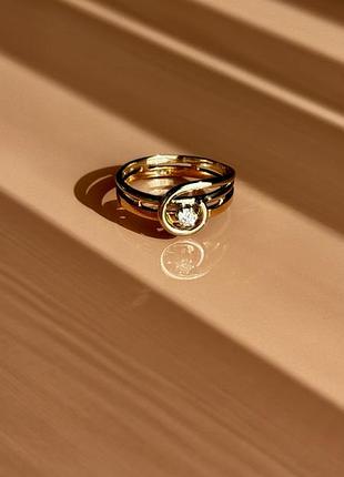 Золота каблучка з діамантом 17,5